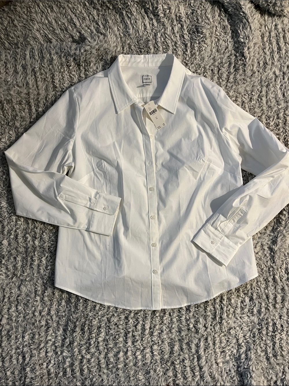Maeve White Long-Sleeve Button-Down Shirt